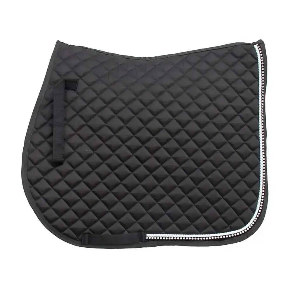 Rhinegold Elite Diamante Trimmed Saddle Cloth Black Pony Saddle Pads