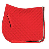 Red quilted horse saddle pad with black and silver trim from rhinegold elite diamante trimmed saddle cloth collection
