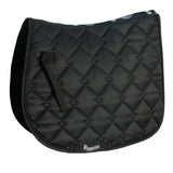 Black quilted rhinegold elite diamond saddle pad with diamond stitching and subtle logo on lower edge