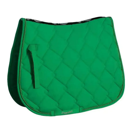 Vibrant green rhinegold elite diamond saddle pad with black trim and subtle pattern along the top edge