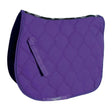 Purple quilted rhinegold elite diamond saddle pad with black trim and paisley pattern along top edge