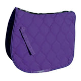 Purple quilted rhinegold elite diamond saddle pad with black trim and paisley pattern along top edge