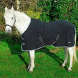 Black rhinegold fleece rugs elite horse blanket with white trim and reflective stripes made of quality anti-pill fleece