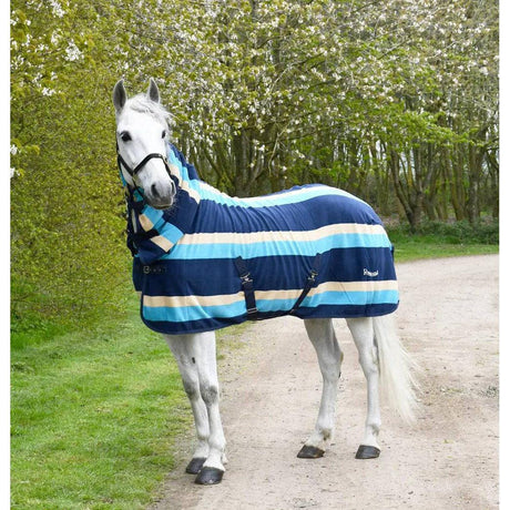 Rhinegold Elite Full Neck Fleece Rugs Turquoise-Stripe-7-3 - Barnstaple Equestrian Supplies