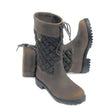 Brown leather rhinegold elite georgia tweed leather boots with quilted weatherproof tweed leg and laces
