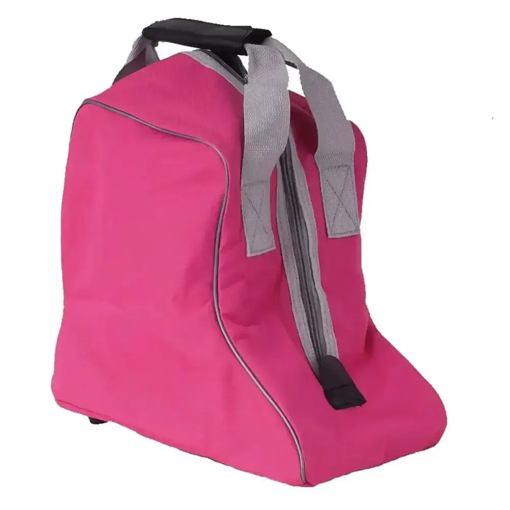 Pink fabric rhinegold essential luggage short boot bag with gray straps and black handle for easy carrying
