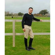Black long sleeved shirt with small chest logo perfect for pairing with traditionally styled mens breeches rhinegold essential