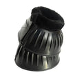 Black horse hoof boot with plush fleece trim flexi lining made of natural rubber content by rhinegold