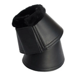 Rhinegold Fleece Trim Neoprene Over Reach Boots Black / Black Small Over Reach Boots Barnstaple Equestrian Supplies