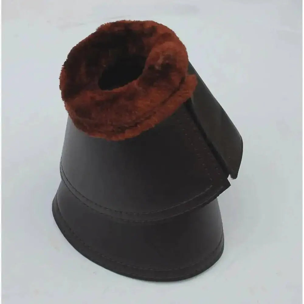 Rhinegold Fleece Trim Neoprene Over Reach Boots Brown / Brown Small Over Reach Boots Barnstaple Equestrian Supplies