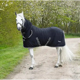 Black rhinegold elite full neck fleece rug with white trim and reflective straps perfect for cold weather use