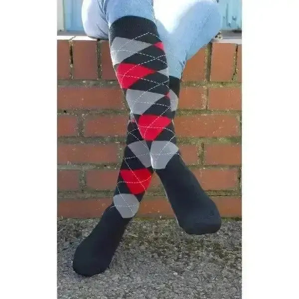 Rhinegold Fully Cushioned Sole Riding Socks Black/Red Ladies One Size Riding Socks