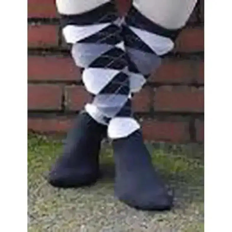 Black and white argyle patterned rhinegold fully cushioned knee-high riding socks with cushioned sole for comfort