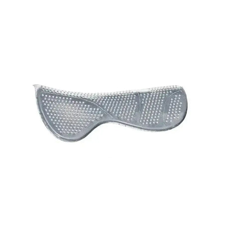 Clear transparent rhinegold gel saddle pad with textured shock absorbing layer and small raised dots for grip