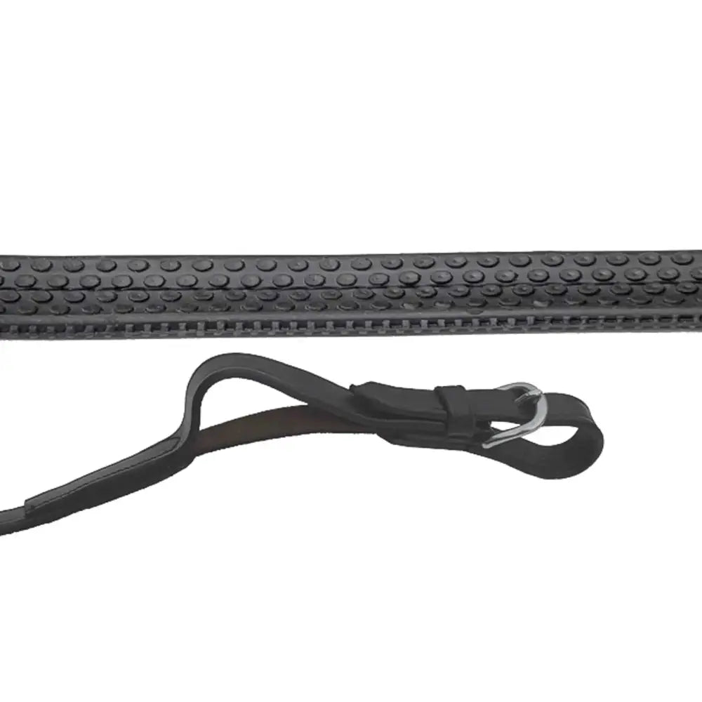 Rhinegold German Leather Rubber Covered Flexi Reins Black Reins Barnstaple Equestrian Supplies