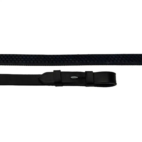 Rhinegold German Leather Rubber Covered Reins Black Full Size Reins Barnstaple Equestrian Supplies