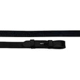 Black leather Rhinegold German leather rubber covered reins with textured pattern and silver buckle for riding
