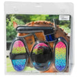 Rhinegold glitter junior grooming kit with rainbow glitter horse hoof brushes in black plastic holders for easy use