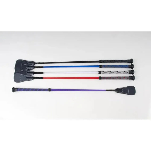 Rhinegold Grip Handle Crop with Black Button Top Black Riding Crops & Whips