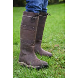 Brown harlem leather country water-resistant riding boots with reinforced stitching and adjustable laces by rhinegold