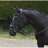 Black leather rhinegold italia anatomical flash bridle with silver hardware and decorative stitching in softest quality leather