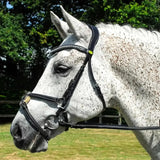 Rhinegold Italian Leather Anatomical Bridle With Mexican Noseband Black Cob Bridles