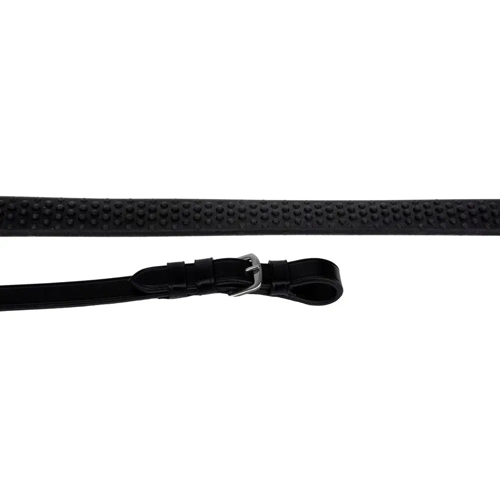 Rhinegold Italian Leather Flexible Grip Rubber Reins Black Rubber Reins Barnstaple Equestrian Supplies