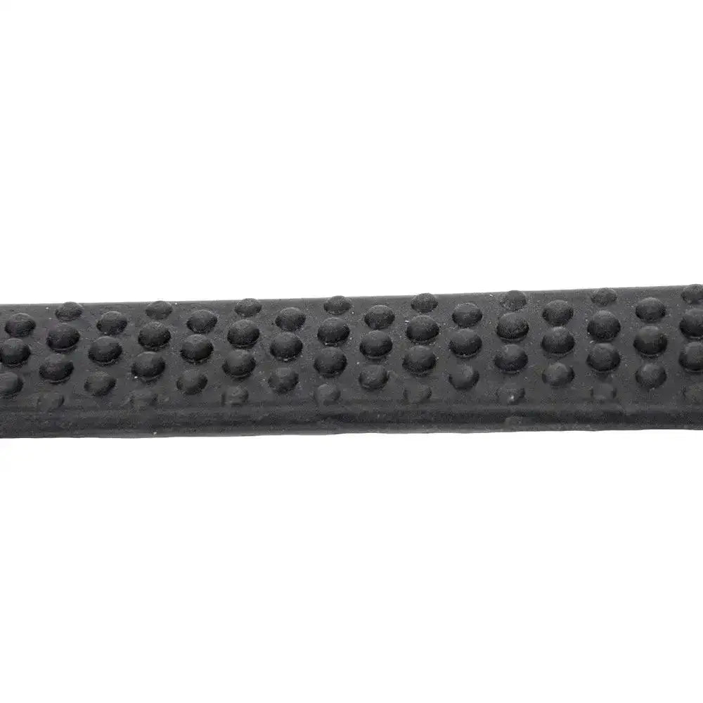 Black rubber grip with raised dots on rhinegold italian leather flexible grip rubber reins for better hold