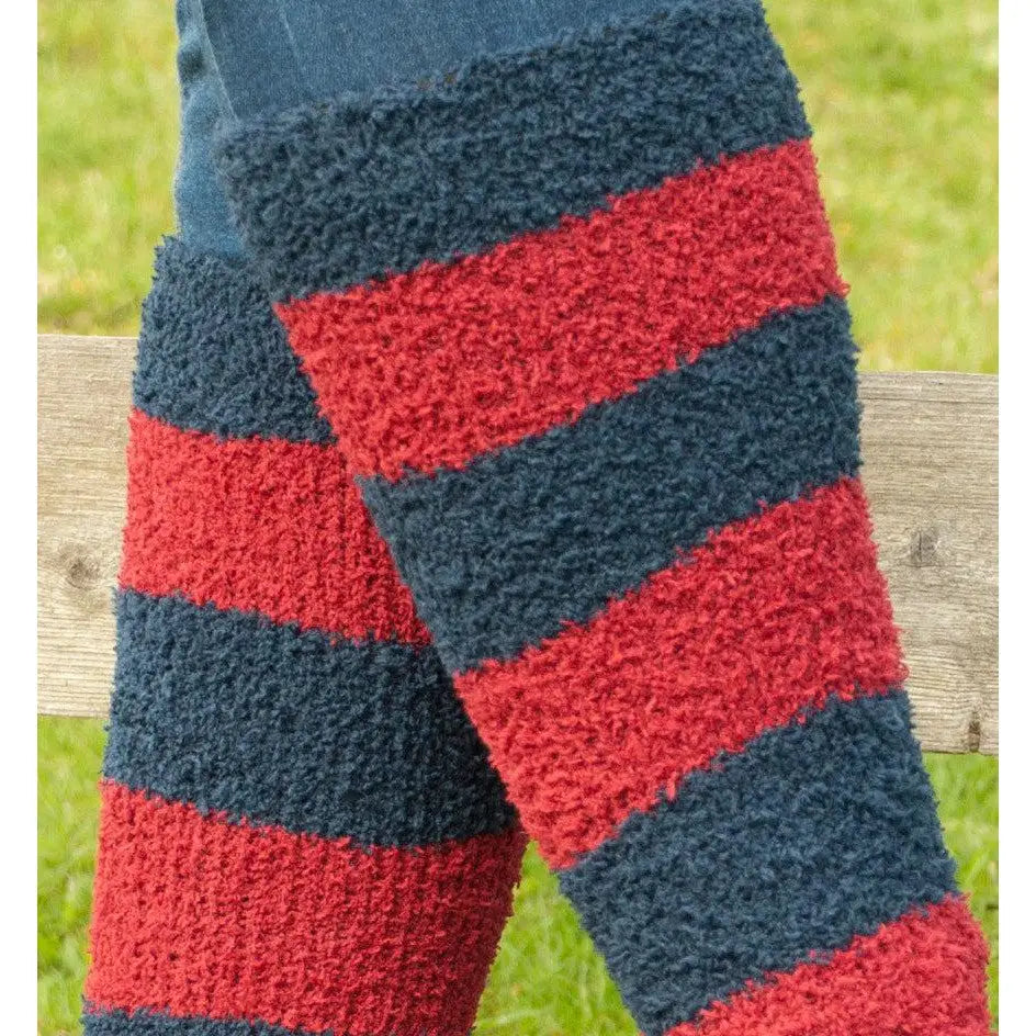 Rhinegold Junior Soft Touch Knee High Socks NVY/RED Riding Socks Barnstaple Equestrian Supplies