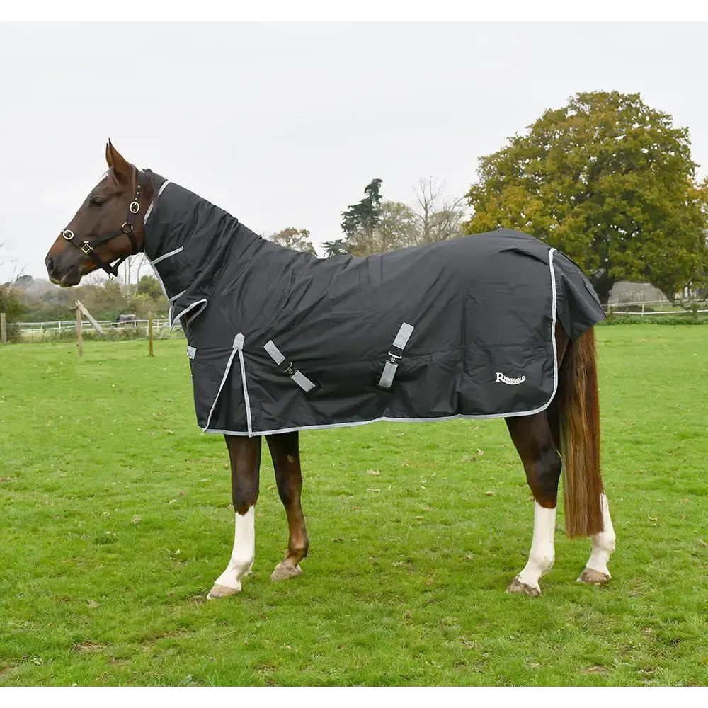 Rhinegold Konig 200g Turnout Rugs Medium Weight Full Neck Black 4'6" Turnout Rugs