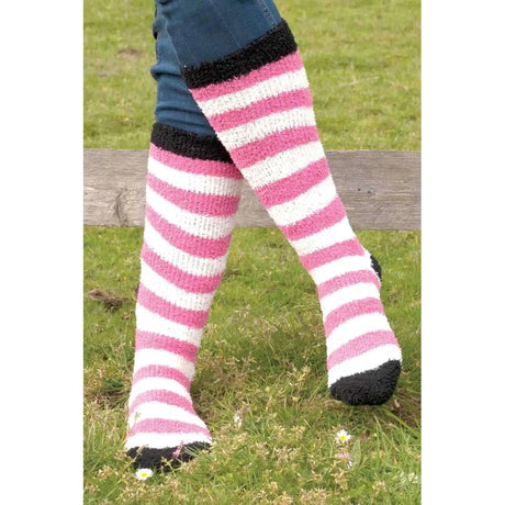 Rhinegold Ladies Soft Touch Knee High Socks Pink/White Ladies One Size Rhinegold Socks Barnstaple Equestrian Supplies