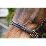 Rhinegold Lazio Plaited Leather Headcollar & Lead Pony Black Leather Headcollars
