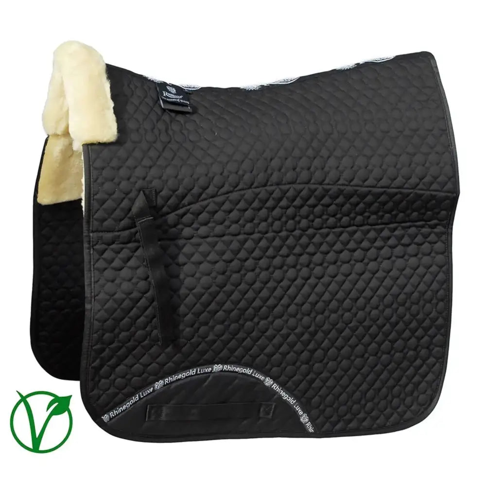 Rhinegold Luxe Fur Dressage Saddle Cloth Black / Natural Pony Saddle Pads & Numnahs Barnstaple Equestrian Supplies