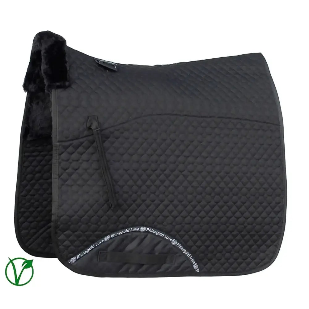 Rhinegold Luxe Fur Dressage Saddle Cloth Black / Black Pony Saddle Pads & Numnahs Barnstaple Equestrian Supplies