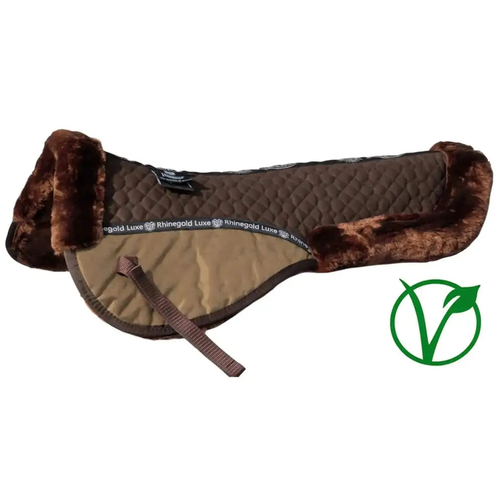 Rhinegold Luxe Fur Lined Half Pad Brown / Brown Cob Half Pads Barnstaple Equestrian Supplies