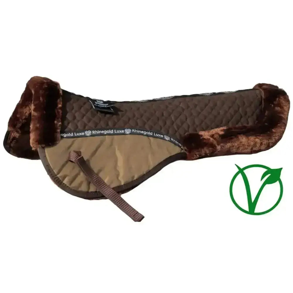 Brown quilted Rhinegold Luxe fur lined half pad with plush faux fur lining and tan inner lining for extra comfort