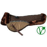 Brown quilted Rhinegold Luxe fur lined half pad with plush faux fur lining and tan inner lining for extra comfort