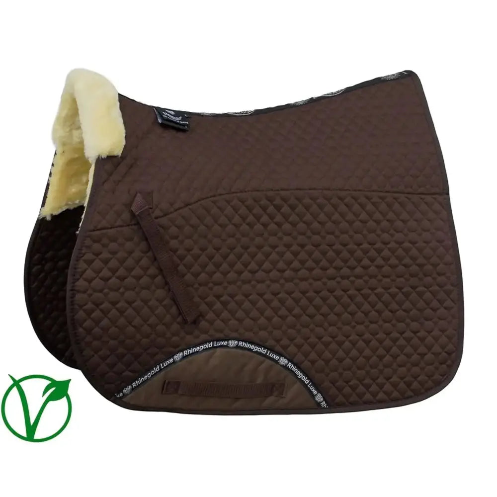 Rhinegold Luxe Fur Lined Saddle Cloth Brown / Natural Pony Saddle Pads & Numnahs Barnstaple Equestrian Supplies