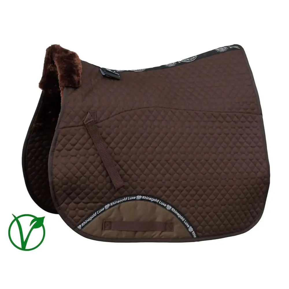 Rhinegold Luxe Fur Lined Saddle Cloth Brown / Brown Pony Saddle Pads & Numnahs Barnstaple Equestrian Supplies