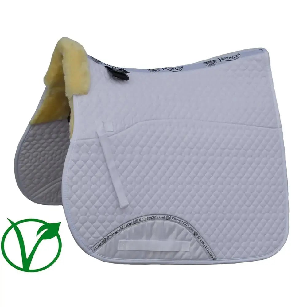 Rhinegold Luxe Fur Lined Saddle Cloth White / Natural Pony Saddle Pads & Numnahs Barnstaple Equestrian Supplies