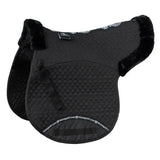 Black rhinegold luxe fur numnah saddle pad with plush fleece edges and quilted diamond pattern