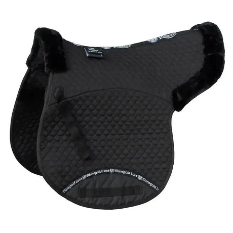 Black rhinegold luxe fur numnah saddle pad with plush fleece edges and quilted diamond pattern
