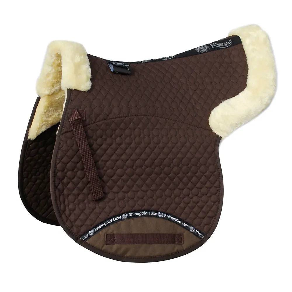 Rhinegold Luxe Fur Numnah Brown / Natural Cob Rhinegold Saddle Pads & Numnahs Barnstaple Equestrian Supplies