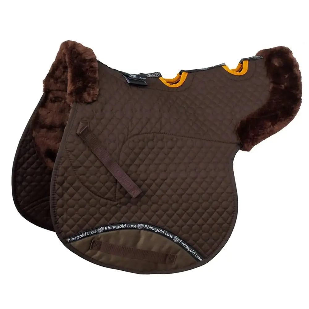 Rhinegold Luxe Fur Vented Numnah Black / Black Cob Numnahs Barnstaple Equestrian Supplies