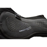 Black rhinegold luxe lined silicone top saddle pad with textured rubber grip and stitched edges for riding comfort