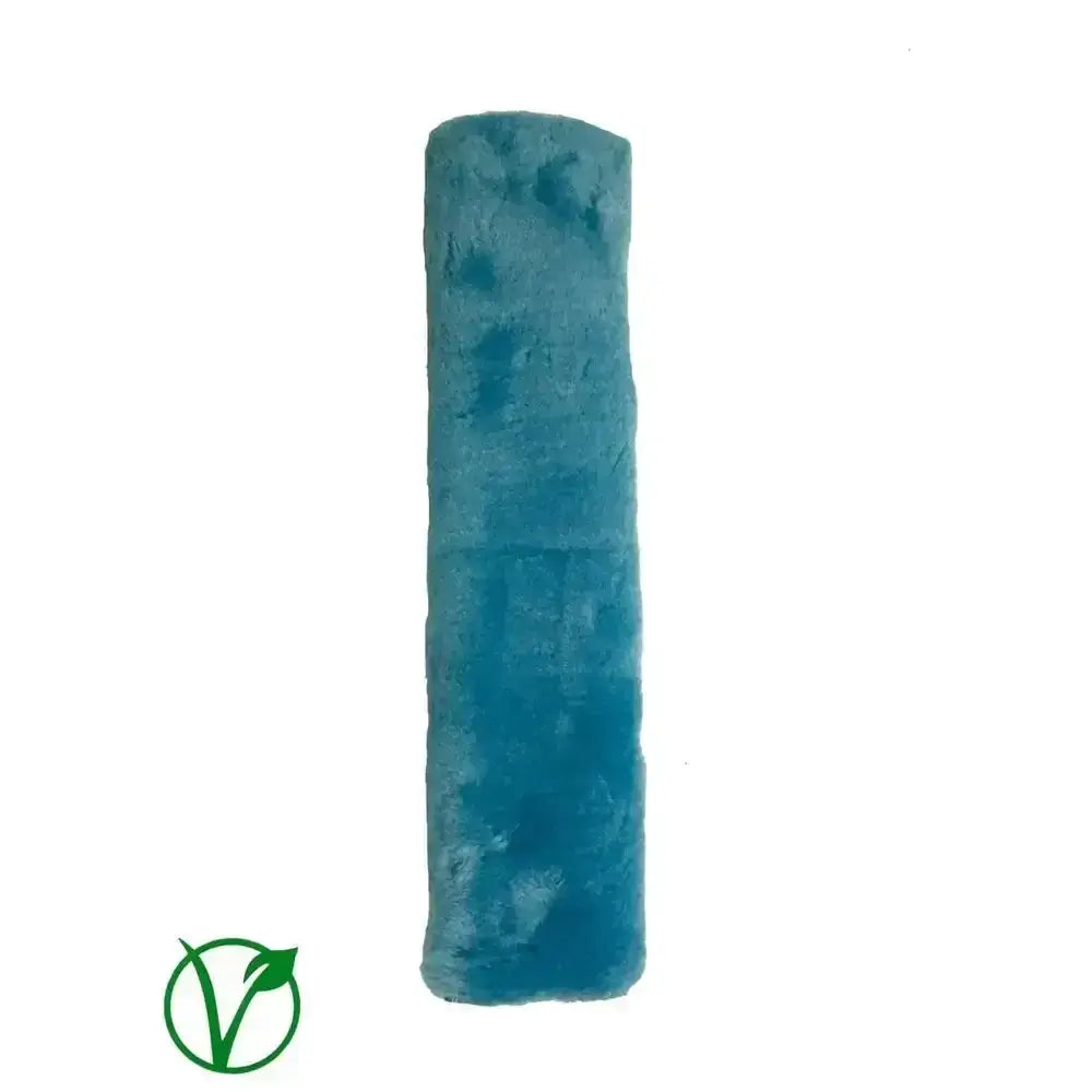 A cylindrical blue chalk stick with a textured surface for the rhinegold luxe noseband luxury fur pile noseband cover
