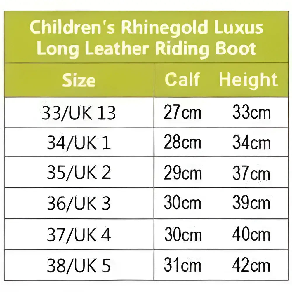 Children’s rhinegold luxus junior long riding boots black leather with elegant stitching and durable construction