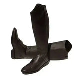 Black leather rhinegold luxus long riding boots with sleek polished finish and classic lace up design in brown