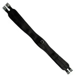 Black padded memory foam girth with silver buckles and central d-ring from rhinegold memory foam moulds collection