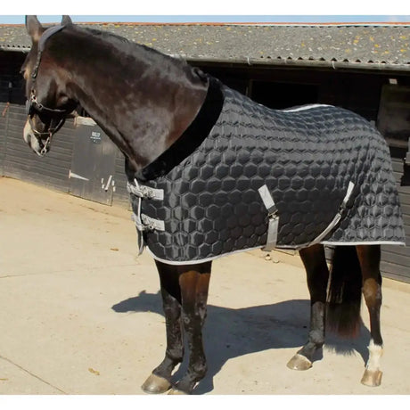 Rhinegold Michigan Hexagon Stable Rug Quilt-Black-5'3"-Stable Rugs-Rhinegold-Barnstaple Equestrian Supplies Tack Shop